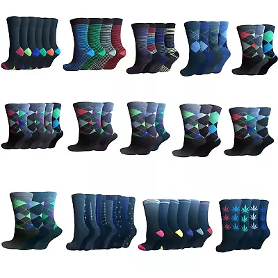 48 Pairs Men Printed Multi Color Wholesale Lot Assorted Design Socks Siz 10 - 13 • $28.59