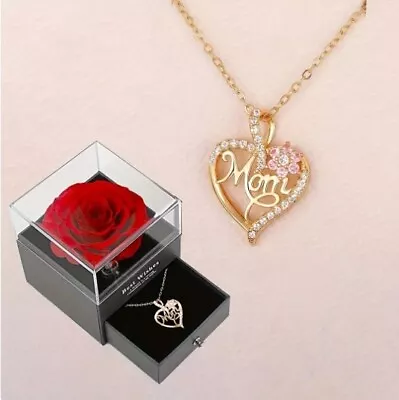 Mom Heart Pendant Necklace In Rose Gift Box - Mother's Day & Birthday Luxury Jew • $12.99