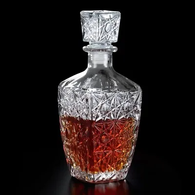 Whiskey Decanter Glass Crystal Liquor Scotch Vodka Bourbon Bottle Vintage Gift • $18.99