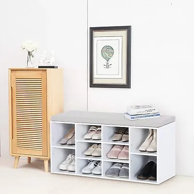 3 Tier Shoe Bench With Cushion Storage Cabinet Entryway Organizer Rack 3-Size • $79.99