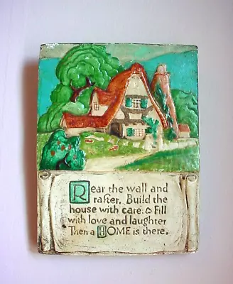 Vintage Tudor Cottage Chalkware Plaque Wall Art 1920s 1930s • $15.96