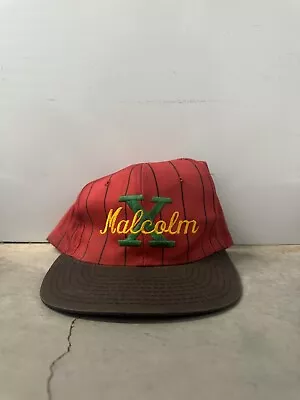 Vintage Malcolm X Snapback Hat Cap Adjustable Hip Hop Rap Embroidered Pin Stripe • $89.99