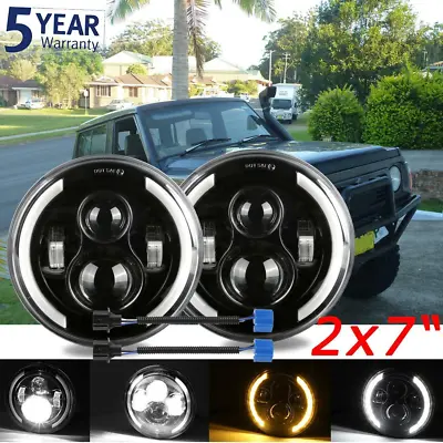 Pair 7 Inch LED Headlights High-Low Beam DRL Angel Eyes Kit For Vintage Plymouth • $42.02