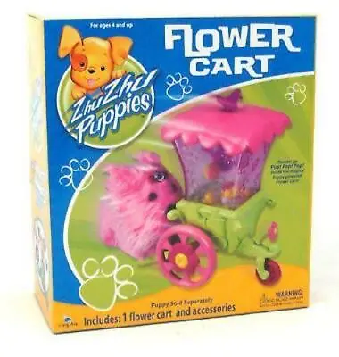 Zhu Zhu Pets Puppies Push Along Puppy Flower Cart - New • £12.98