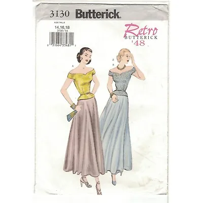 Butterick 3130 Retro 1940s Off The Shoulder Top And Flared Skirt Pattern Uncut • $22.99