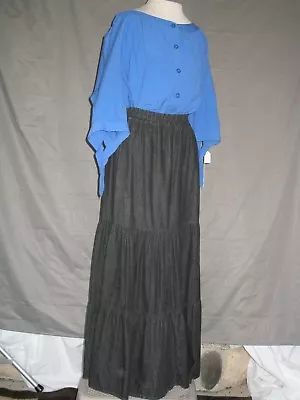 Medieval Renaissance Peasnt Gypsy Dress Blue Blouse Black Skirt   • $35