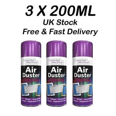 £7.49 • Buy 3 X  200ml Compressed Air Duster Spray Can Protects PC Laptops Keyboards Cleaner