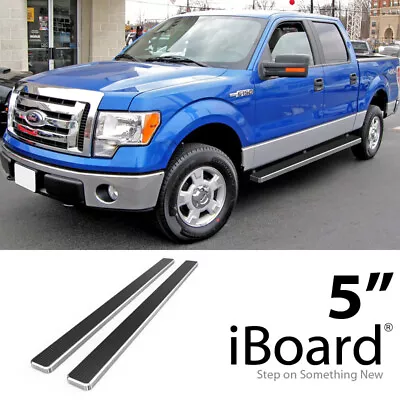 APS Running Board Side Step Bars 5in Silver Fit Ford F150 SuperCrew Cab 09-14 • $199