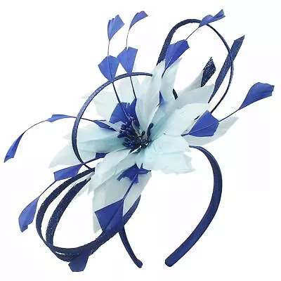 F16434- 2 Tone Feather Flower On A Headband Fascinator. 4 Colors Available. • $49.50