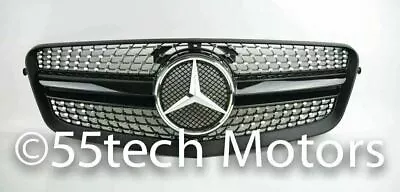 W212 Mercedes E Class E350 E550 Grill Grille Black 1 Fin Diamond Emblem Star E63 • $237.49