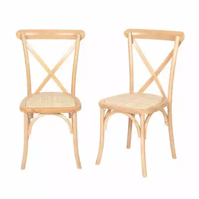 $340.81 • Buy Levede 2x Dining Chairs Kitchen Table Chair Natural Wood Rattan Seat Cafe Lounge
