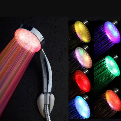 $9.99 • Buy Handheld 7 Color Changing LED Light Water Bath Home Bathroom Shower Head Glow