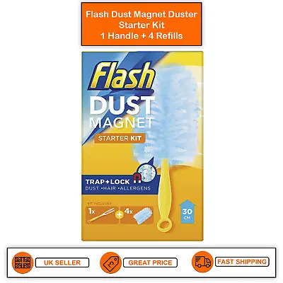 £7.35 • Buy FLASH Dust Magnet Duster Kit With 1 Handle + 4 Refills  - Fast Cleaner