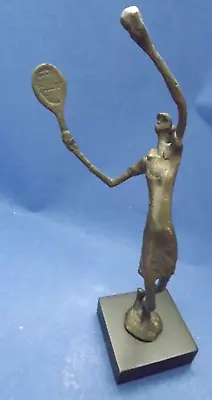 Modernist Sculpture Cast Bronze Female Brutalist Tennis Player 1970s Vintage • $29.99