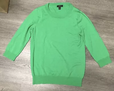 J Crew Charlie Pullover Sweater Medium Green Long Sleeve Merino Wool 3/4 Sleeve • $21.99