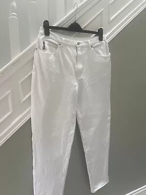 Cerruti 1881 Club White Cotton Denim High Waist Jeans Trousers Size 18 • £15