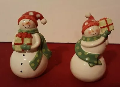 CIC Salt & Pepper Shaker Snowman Hand Painted No Box ✞  • $9.97