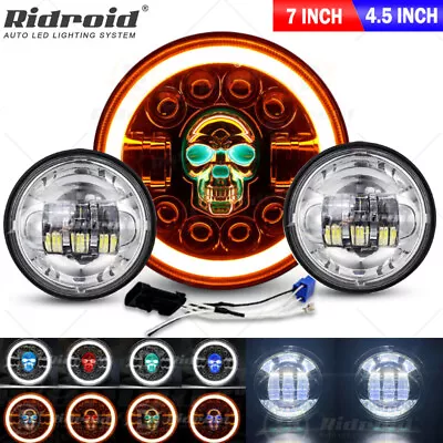 7  Inch LED Headlight +4.5  Passing Lights For Harley Davidson Touring Road King • $61.99