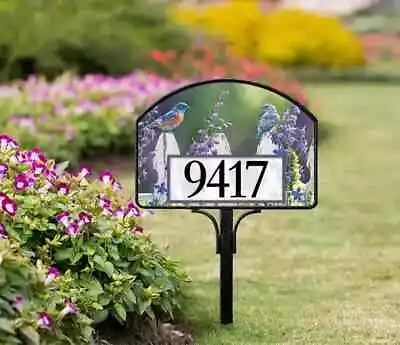 Yard Design Address Marker House Number Magnetic Sign BLUEBIRD Picket Fence 💗tw • $17