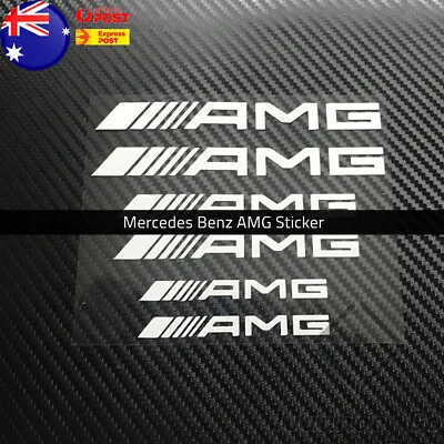 6x White Flat AMG Badge Emblem Sticker Brake Window Decal AUS • $16.99