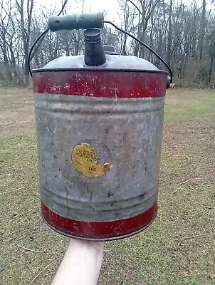 Vintage Antique SAVORY Galvanized Gas Oil Can Garage Service Station 5 Gallons  • $24.45