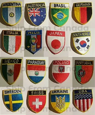 High Quality Country Flag Emblem Embroidered Iron On Shield Patches 2 X2.5  -New • $2.49