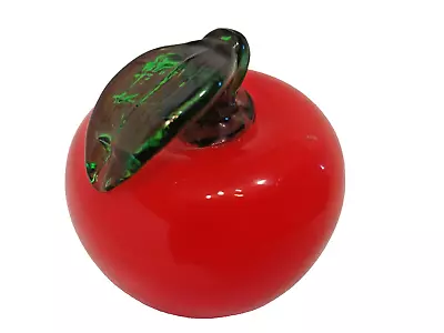 Murano Style Apple Paperweight Hand Blown Art Glass Fruit Bright Red Vintage 🍎 • $14.99