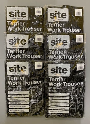 £47.99 • Buy JOB LOT X 6 Mens Cargo Combat Work Trousers Knee Pads Site Terrier Black 36 X 32