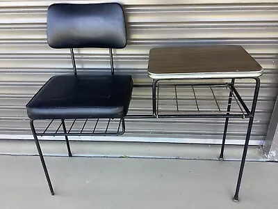 VINTAGE 1970s TELEPHONE TABLE - PHONE TABLE Black Seat • $90