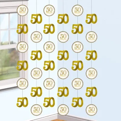 Golden Wedding Party Decoration 50th Wedding Anniversary Hanging Decorations X 6 • $5.04