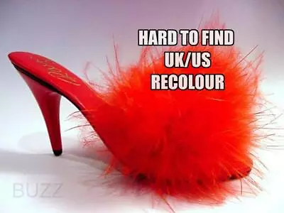 Va Va Voom Limited Ed. Fluffy RED 1950 Vixen Marabou Mule Just The Right Shoe • £48.25