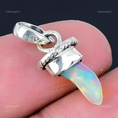 Natural Ethiopian Opal Gemstone Pendant Multi Colour 925 Sterling Silver Jewelry • $10.99