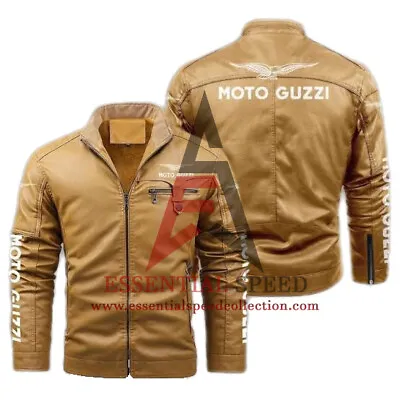 Moto Guzzi Racing Motorbike Leather Jacket In Cow Hide/5 Ce Approved Protectors • $167.72