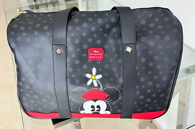 Disney Minnie Mouse Rolling Duffle Bag Luggage Black & Red Bioworld • $125