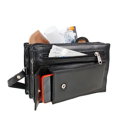 Mens Leather Washbag  Toiletry / Travel/Money/Taxi / Holiday/Uber/Mobile • £14.90