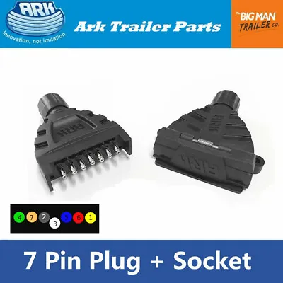 $20 • Buy ARK 7 Pin Flat Trailer Plug Male & Female Socket Set Adaptor Connector