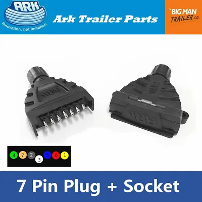 ARK 7 Pin Flat Trailer Plug Male & Female Socket Set Adaptor Connector • $22