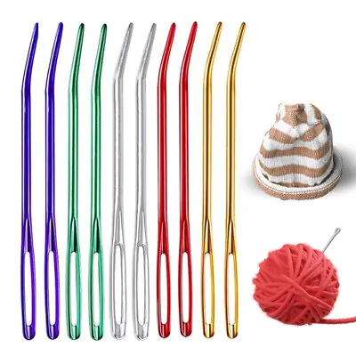 2X Bent Blunt Darning Needle Set Aluminum Large Eye Bodkin Crochet Yarn Knitting • £2.39