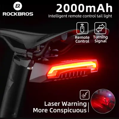 $35.99 • Buy ROCKBROS LED Wireless Remote Bicycle Rear Light Laser Turn Signal Bike Taillight