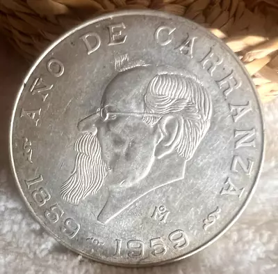 1959 Mexico 5 Pesos .720 Silver Coin Carranza KM-471 • $24.50