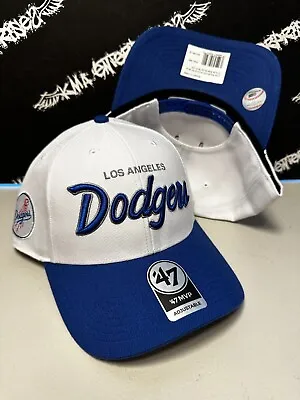 NWT '47 Brand Los Angeles LA Dodgers Script Logo Side Patch MVP Snapback Hat NEW • $24.95