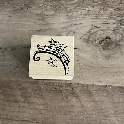 Magenta Musical Notes Rubber Stamp Wood Mounted • $3.99