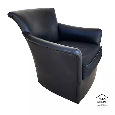 MCM Leather Club Swivel Chair By Century Furniture Co • $2995