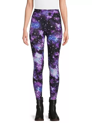 No Boundaries Women Junior Galaxy Moon Star Ankle Sueded Leggings Purple U Pick • $12.95