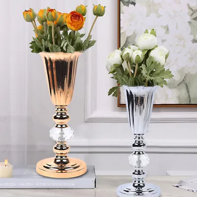44.5cm Tall Stunning Silver Iron Flower Vase Urn Luxury Wedding Home Table Decor • £23