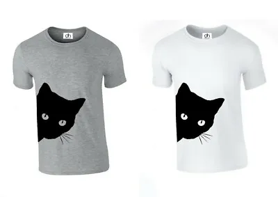 Neck Scoop Crazy Cat Funny Kitty Casual Lady Top Tshirt  ( SIDE CAT  T-SHIRT ) • £5.99