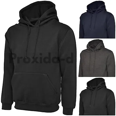 £13.99 • Buy Mens Black Pullover Hoodie Fleece Sweatshirt Hoody Plain Hooded Winter Top Sizes