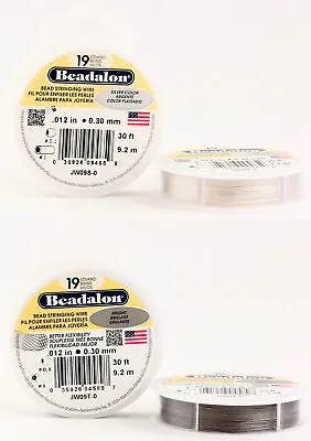 Beadalon 19 Strands Bead Stringing Wire Stainless Steel * Many Colors & Sizes • £11.10