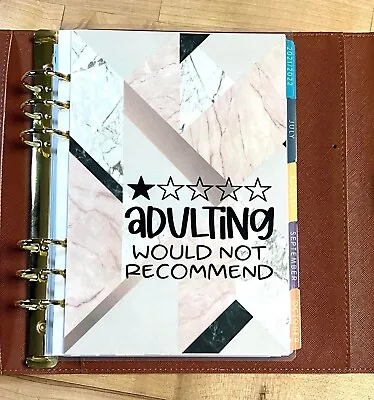 Adulting (not Recommended) Cover Set 4 Use W/ Erin Condren A5 Ring Agenda Binder • $15.96