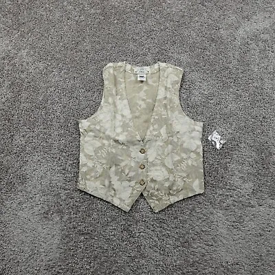 Vintage Orvis Vest Womens Small Ivory Floral Pockets Camo USA Brown • $28.87